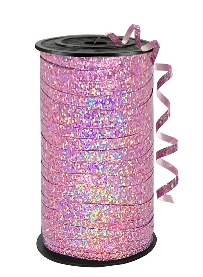 WFAUIBR 500 Yards Pink Shiny Curling Ribbon, Curly Laser Ribbon for Wedding, Birthday, Christmas Crafts Wrap - Image 1